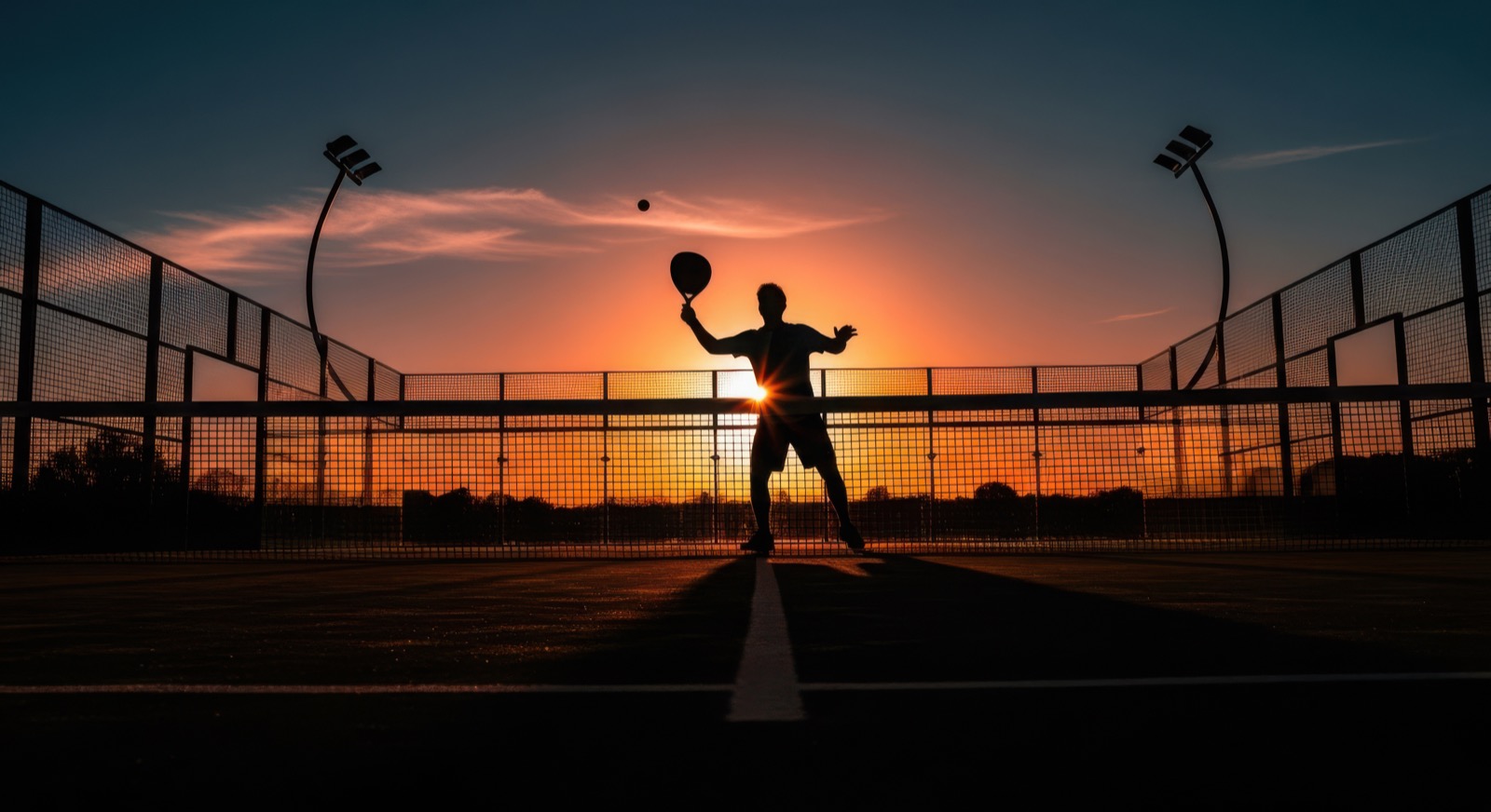 Padel-Spieler im Sonnenuntergang